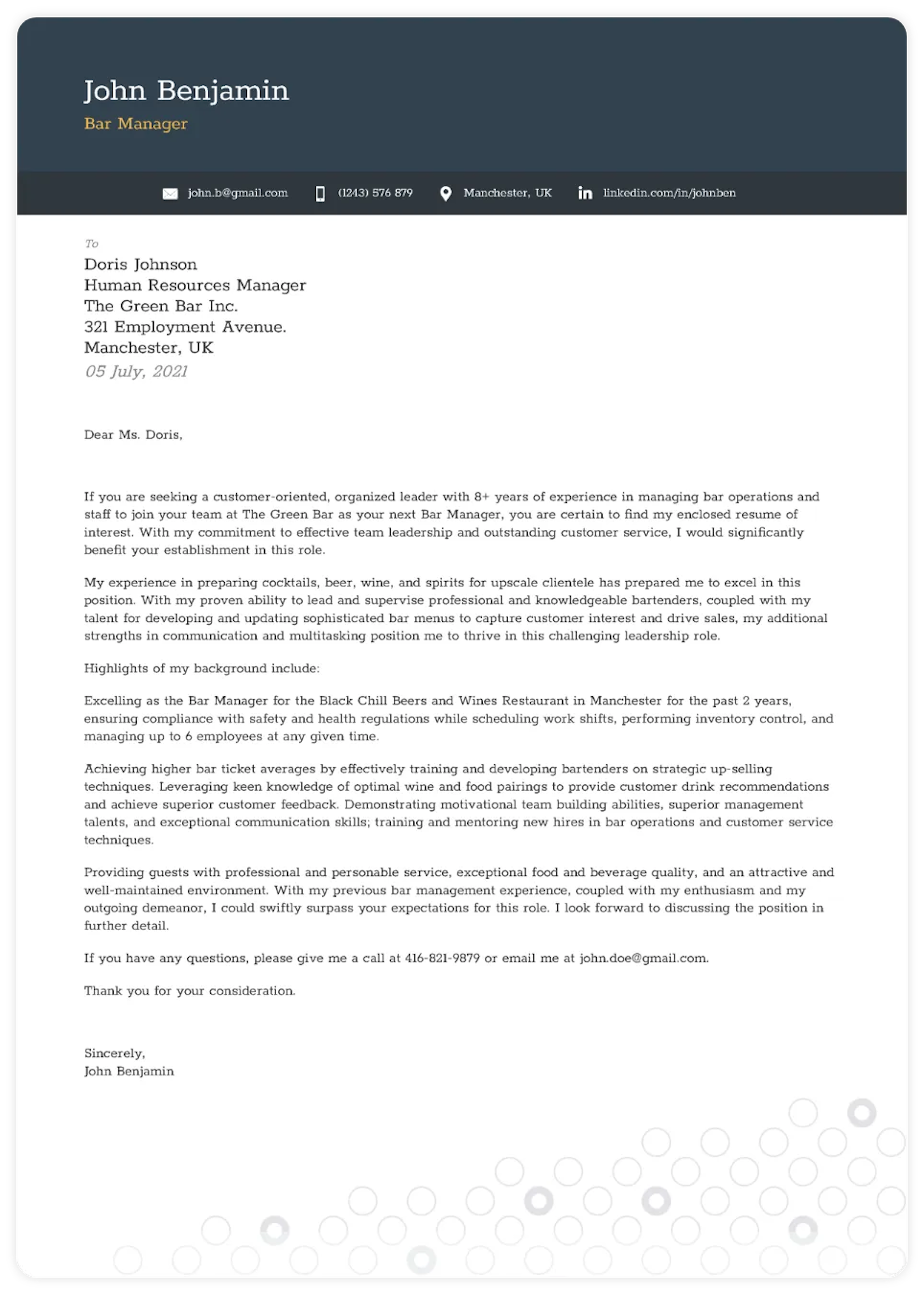 Cover Letter