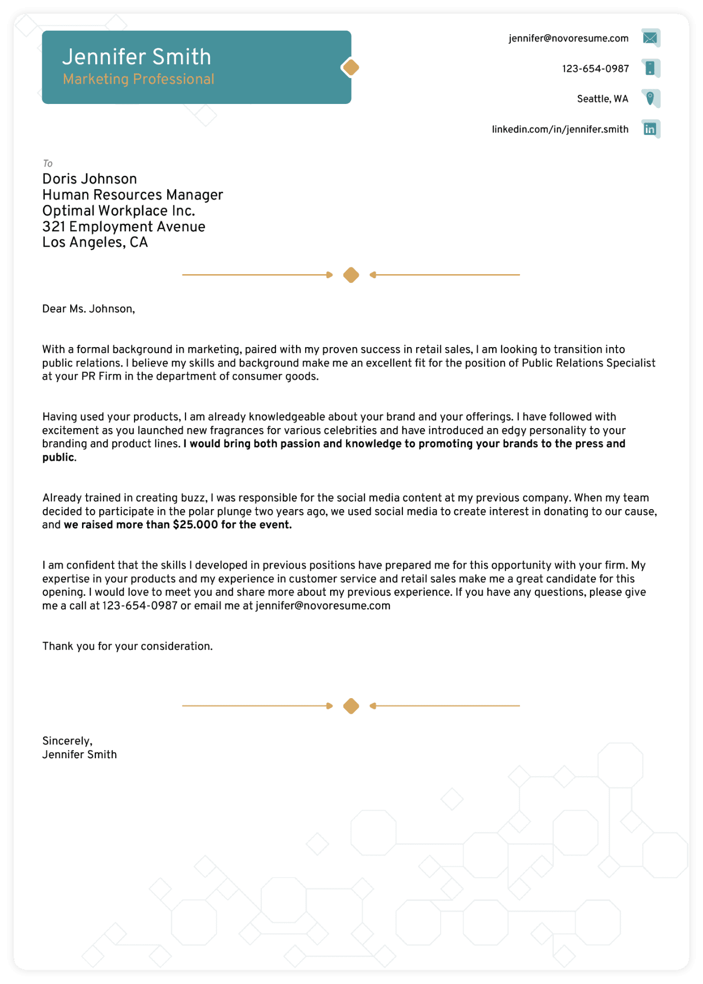 Plantilla de carta de presentación combinada