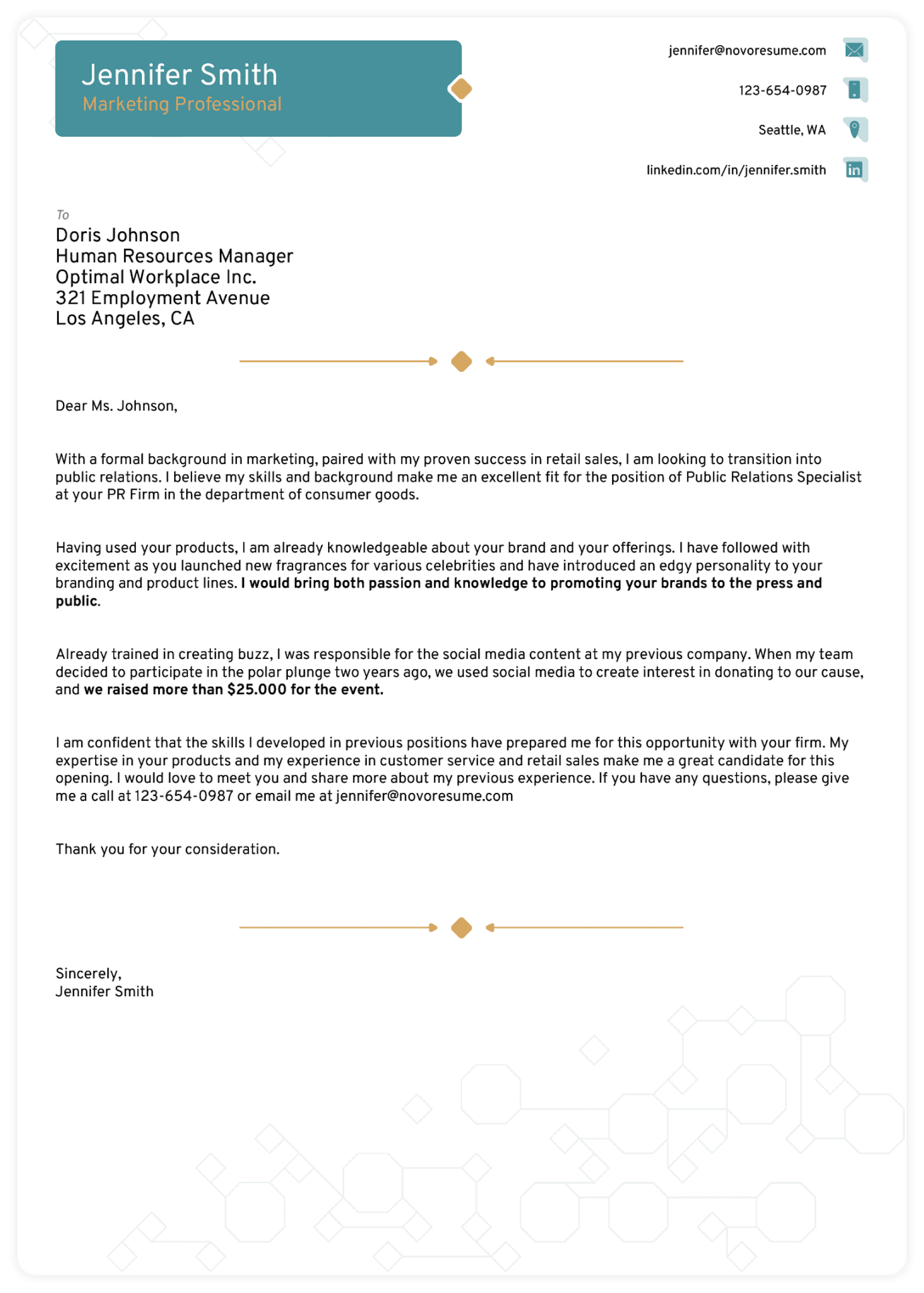 Plantilla de carta de presentación combinada