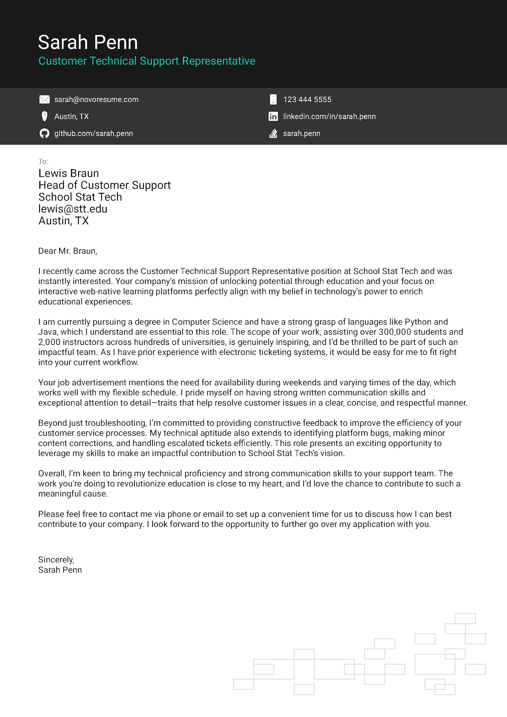 Inspire Cover Letter Template