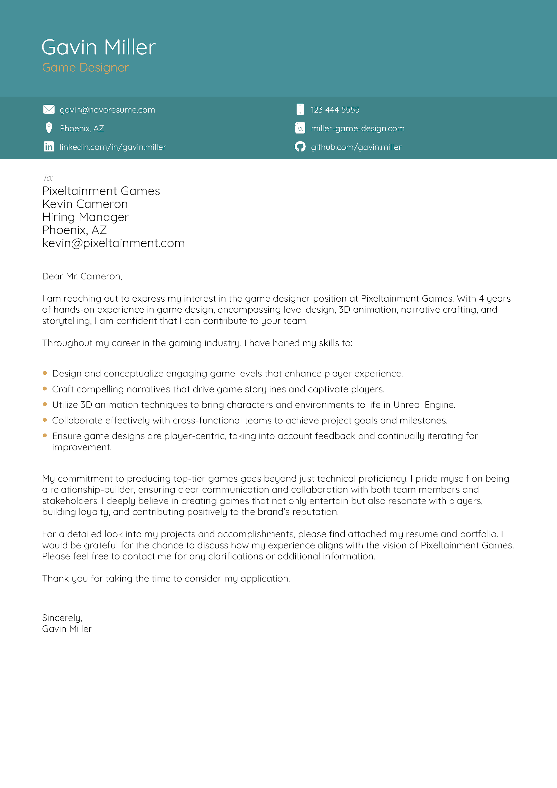 Vision Cover Letter Template