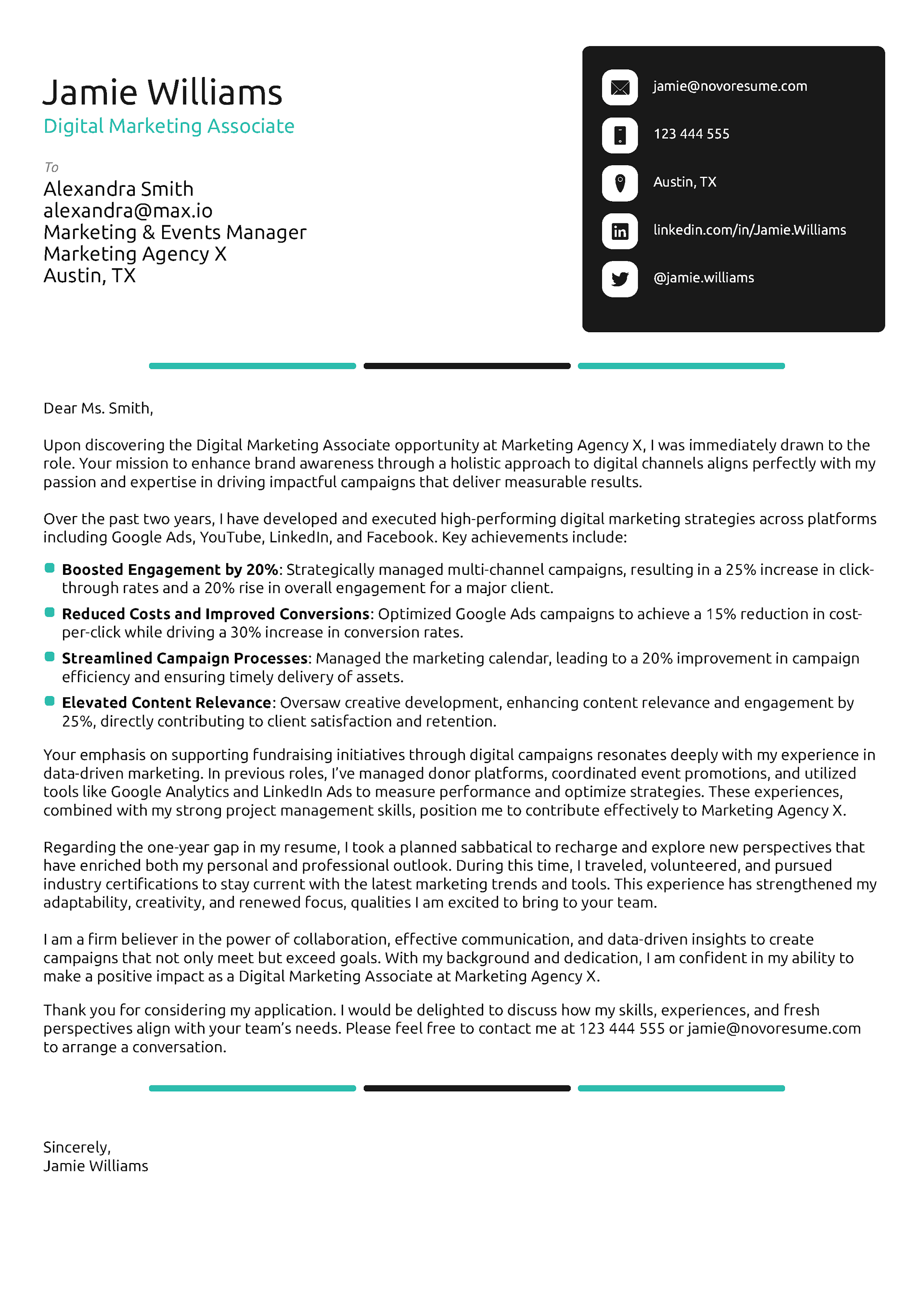 Reframe Cover Letter Template
