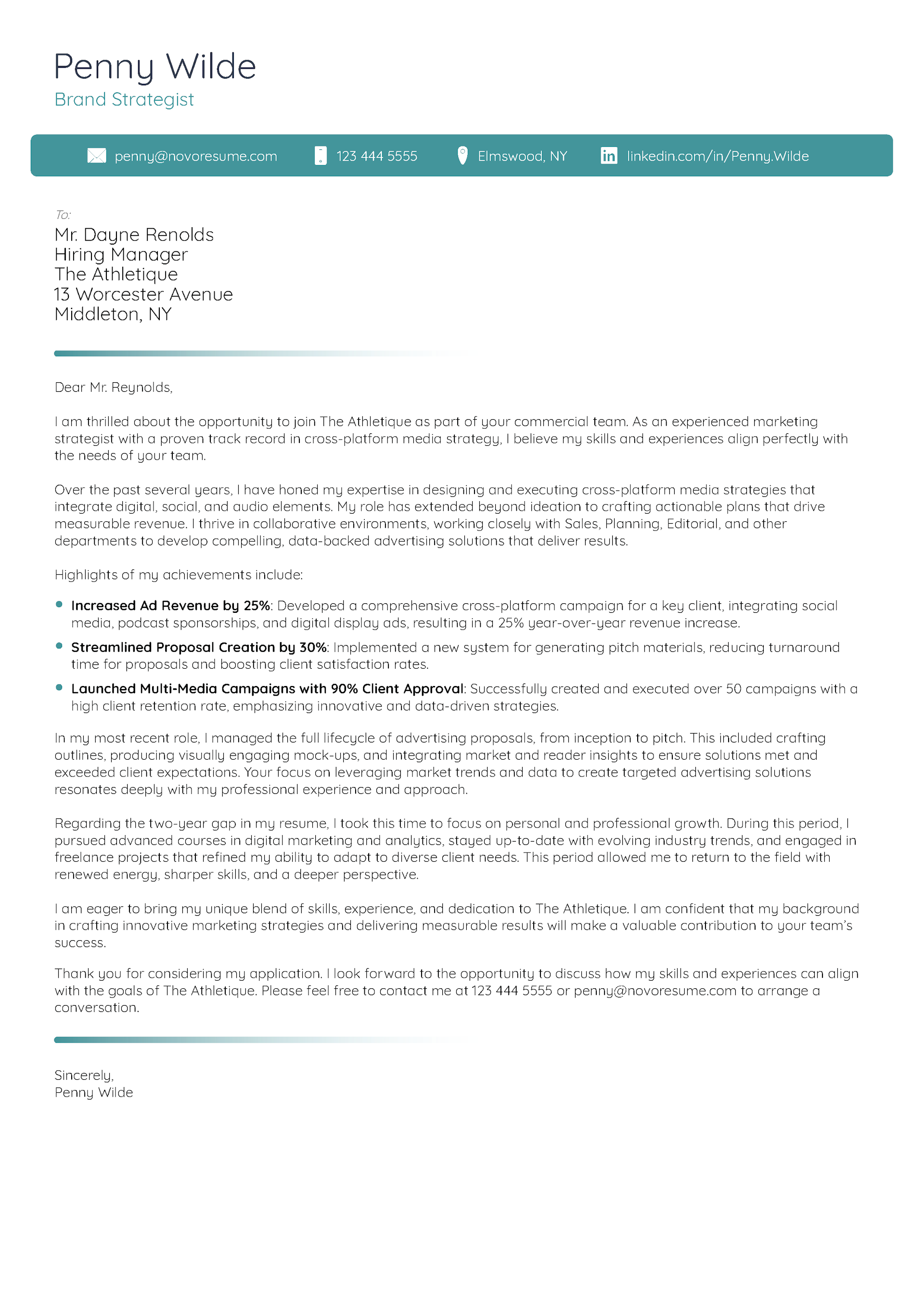 Bridge Cover Letter Template