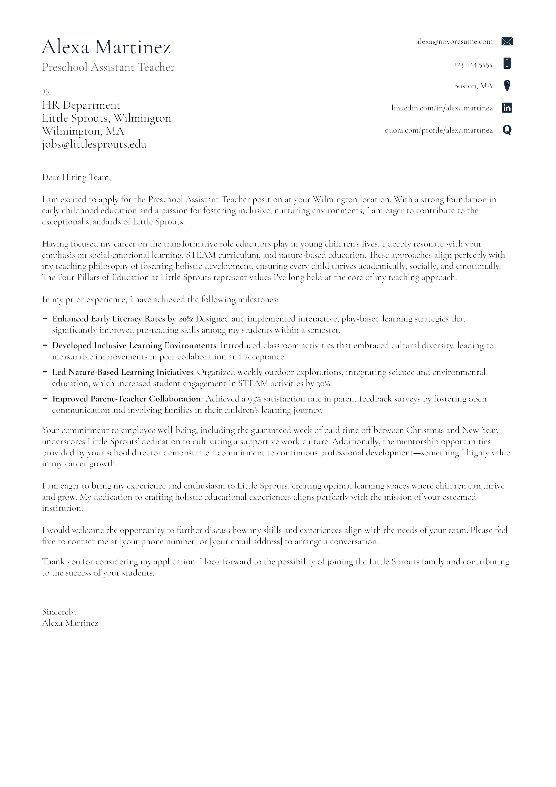 Minimalism Cover Letter Template