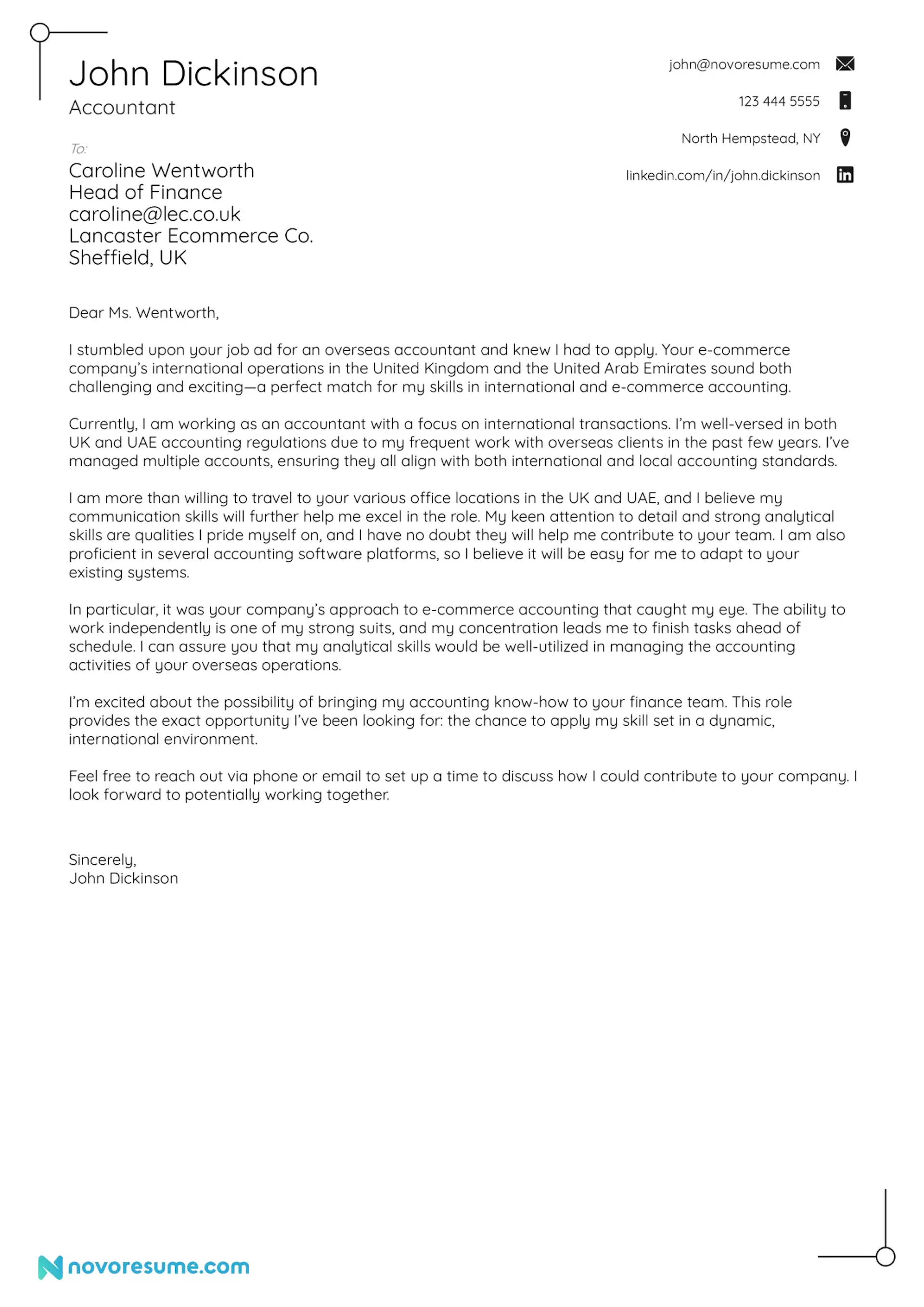 Accountant Cover Letter Template