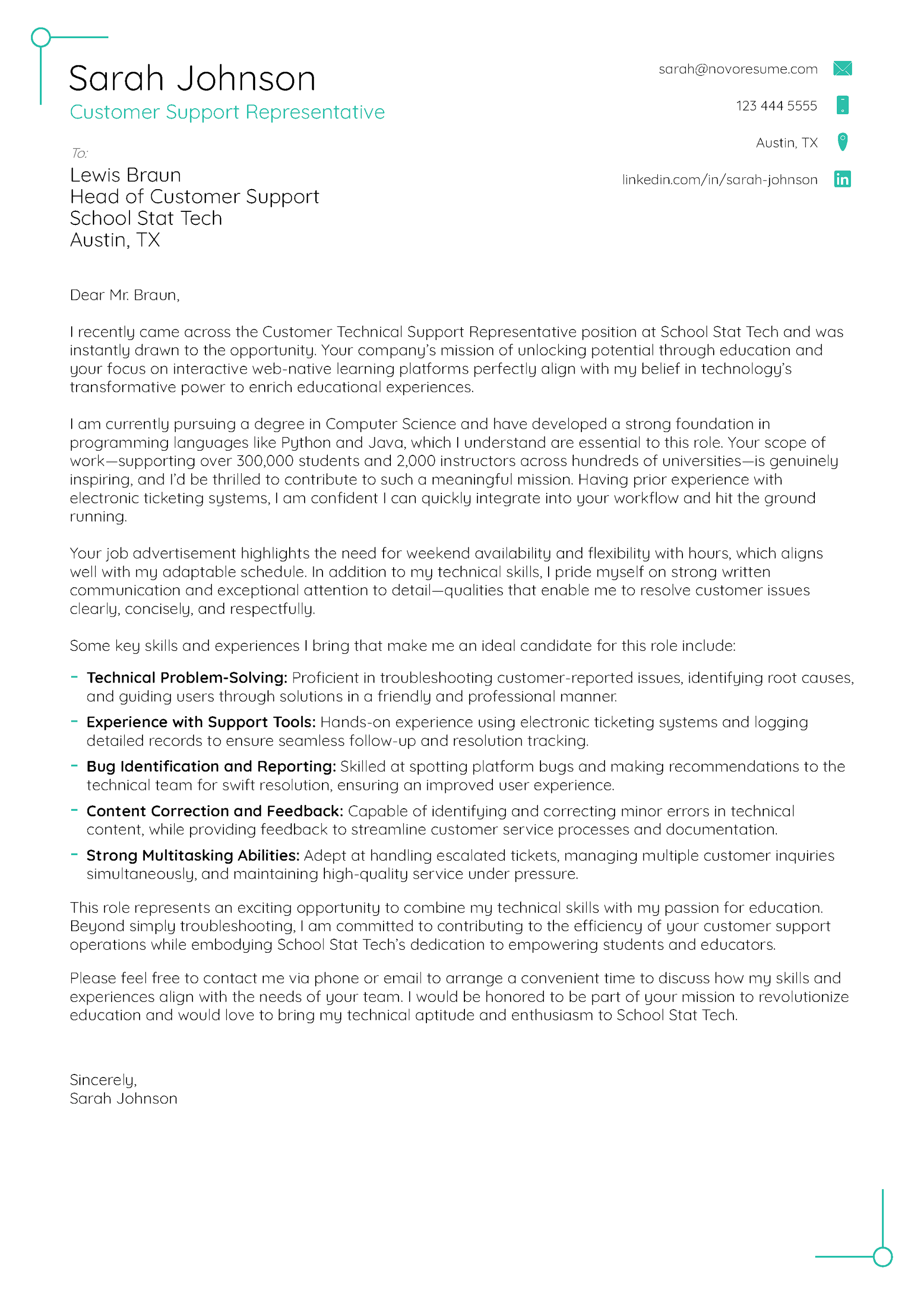 Modern Cover Letter Template