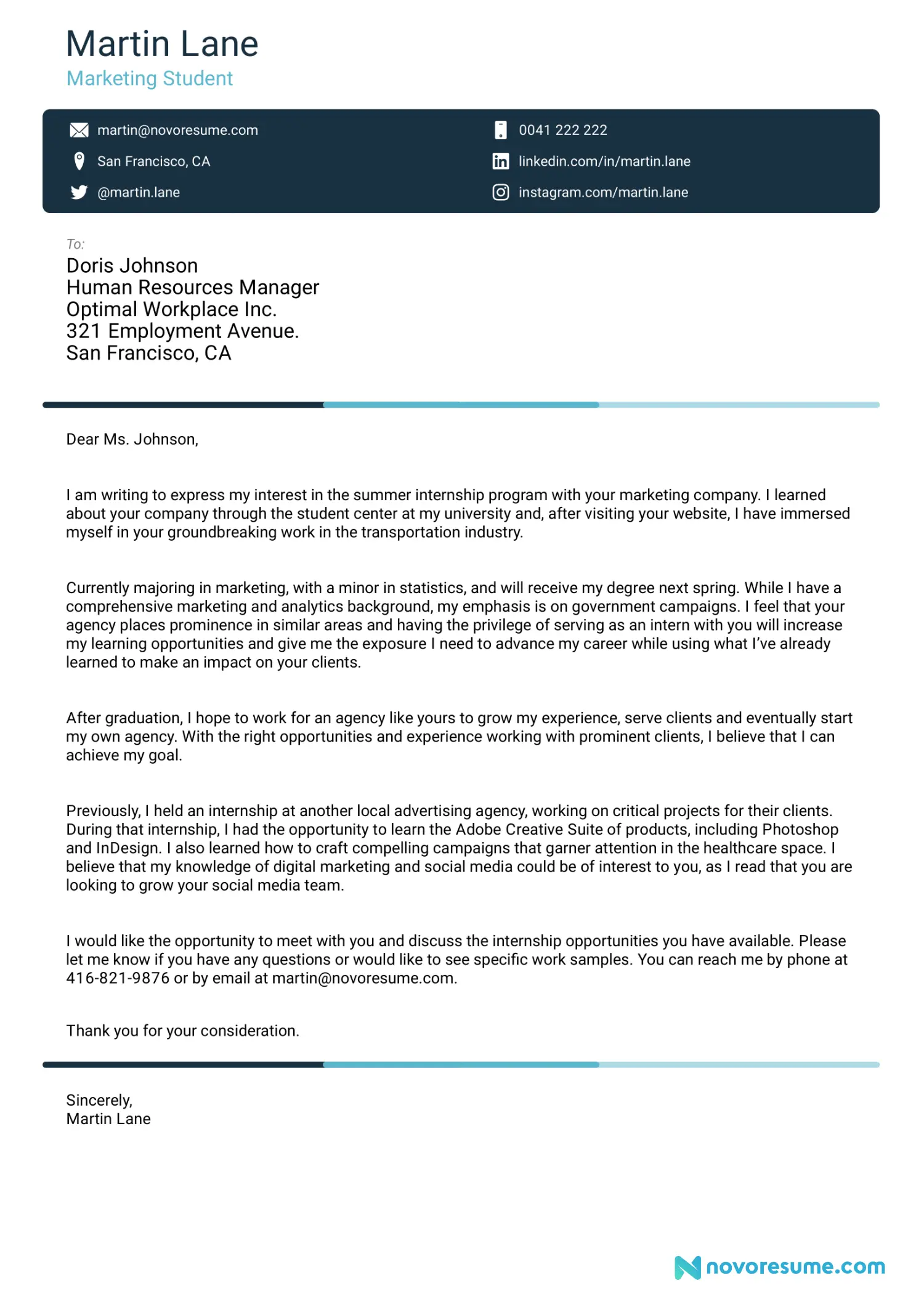 Recent Graduate Cover Letter Template