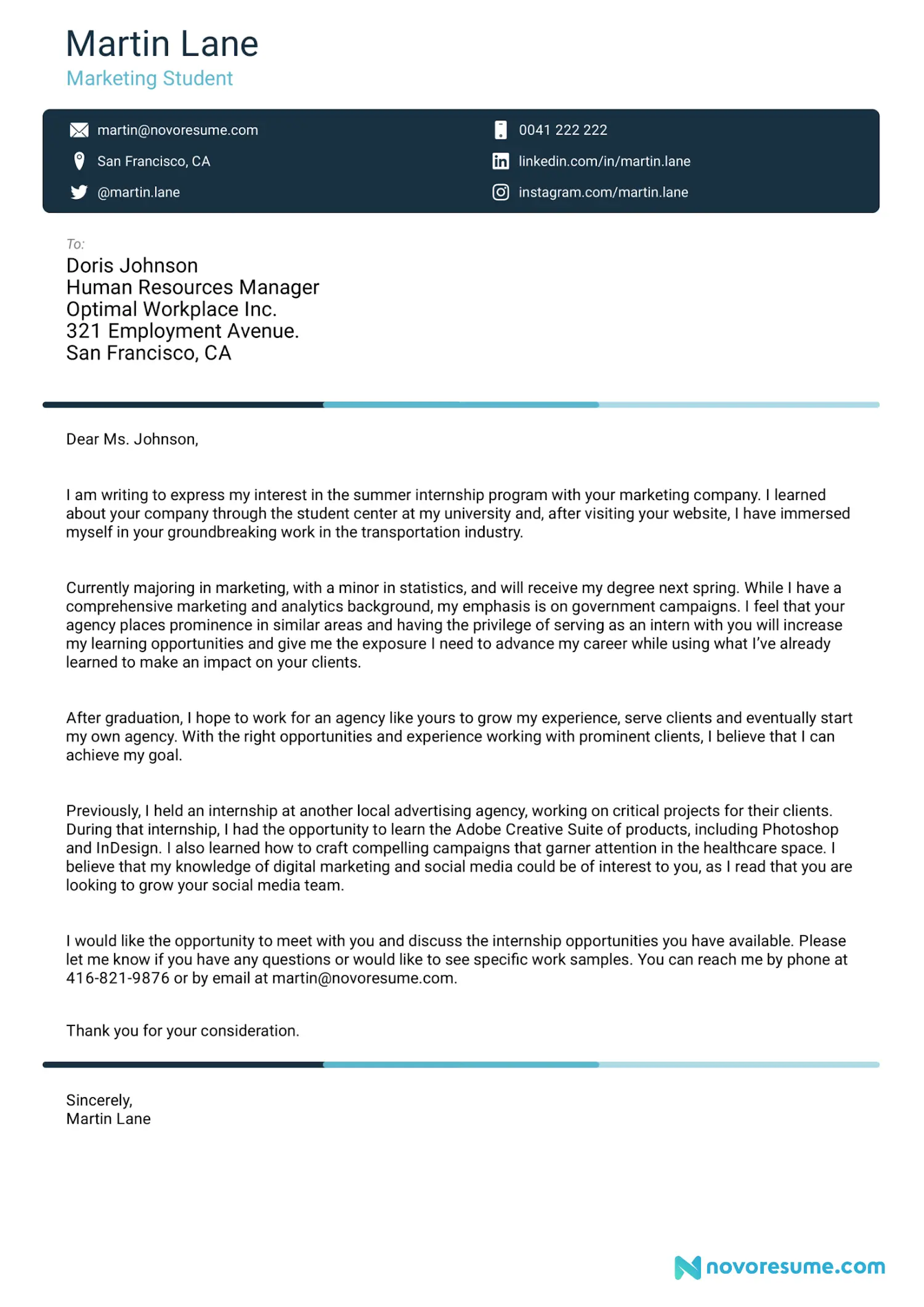 Recent Graduate Cover Letter Template