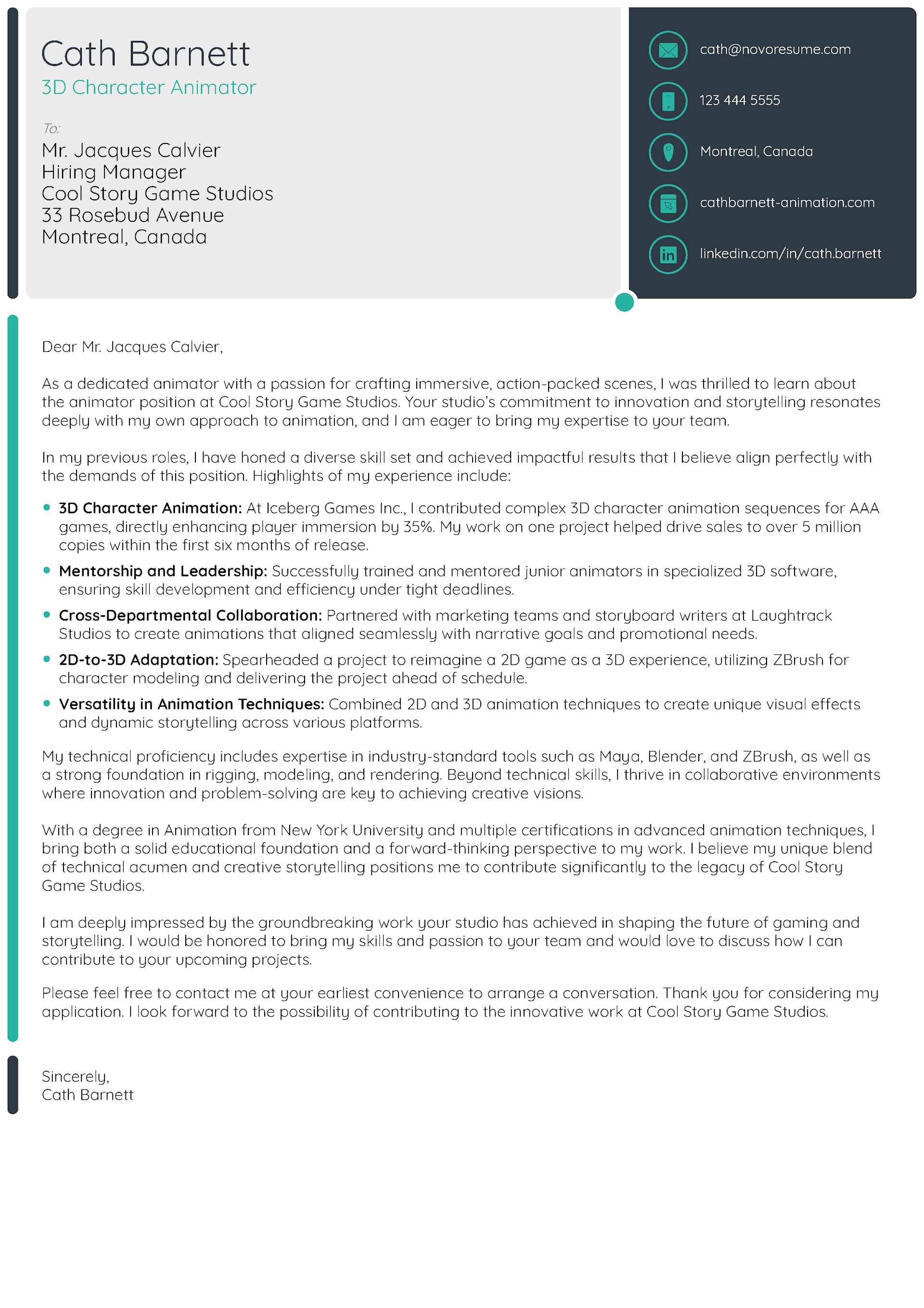 Tech Cover Letter Template