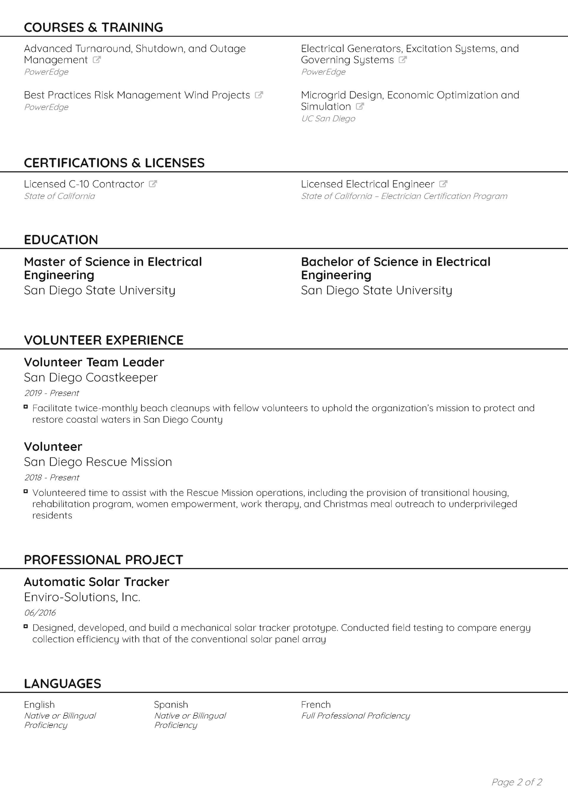 Optimal CV Template 2