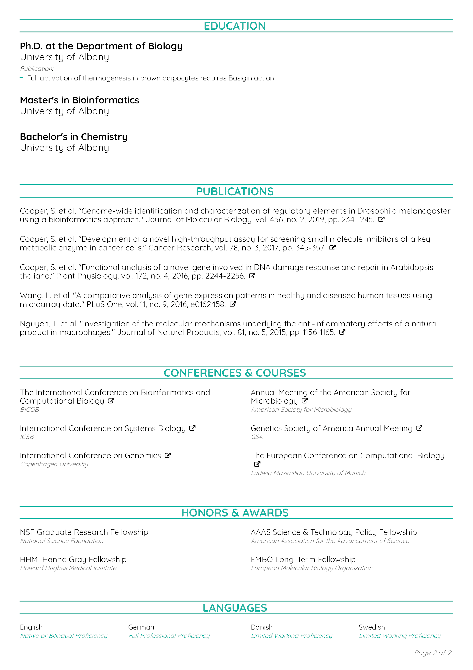 College CV Template 2
