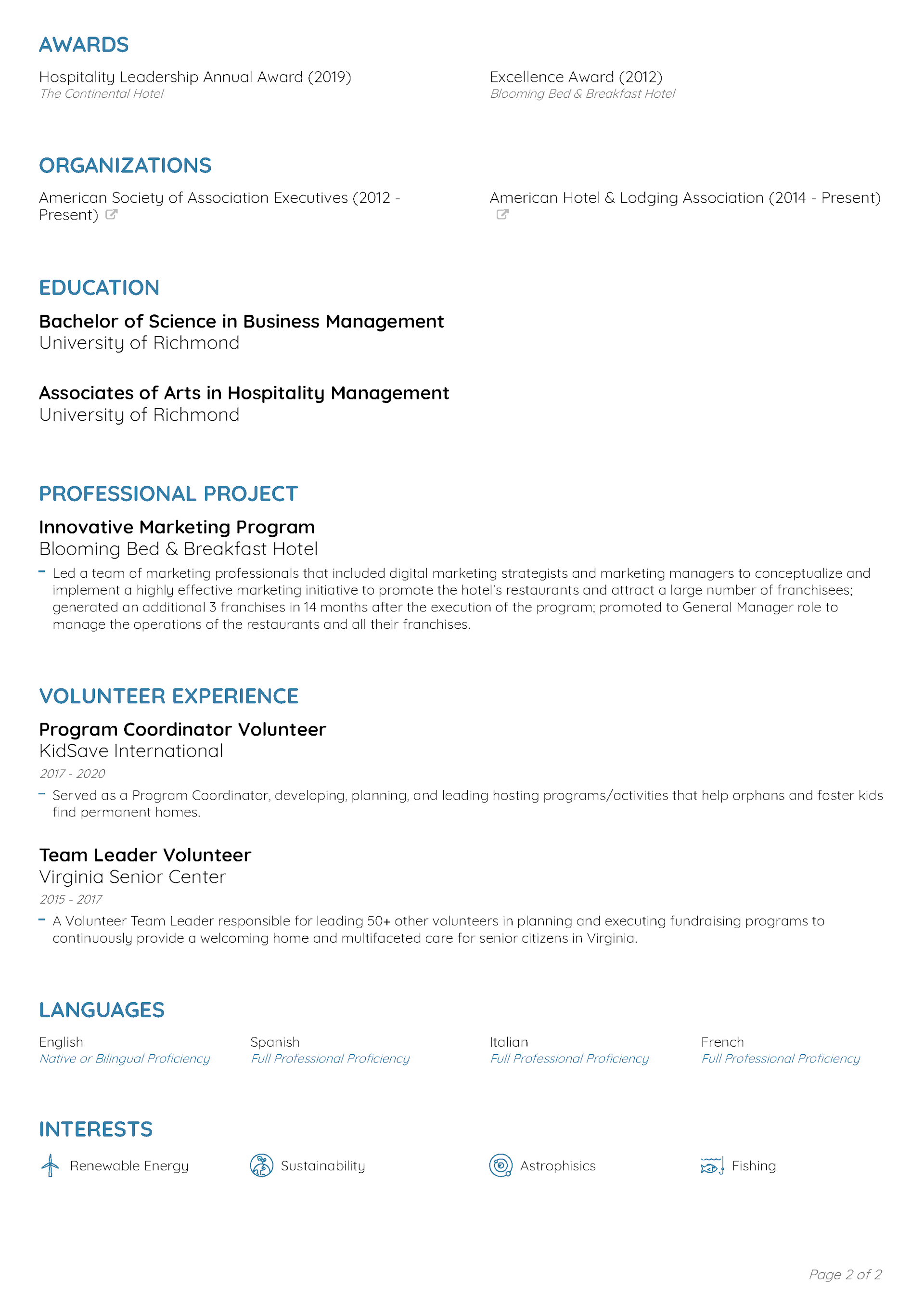 Executive CV Template 2
