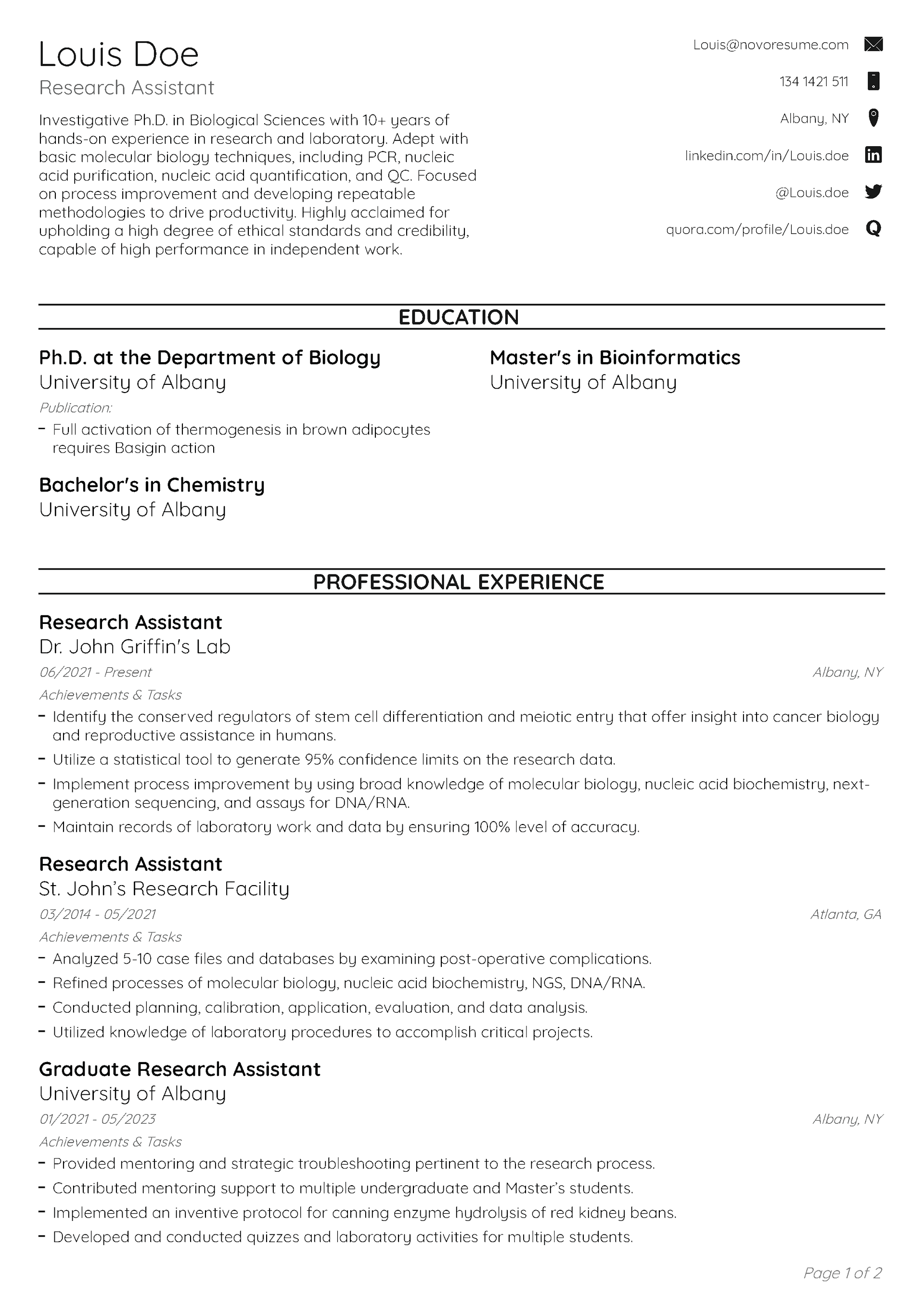 Endurance Resume Template 1