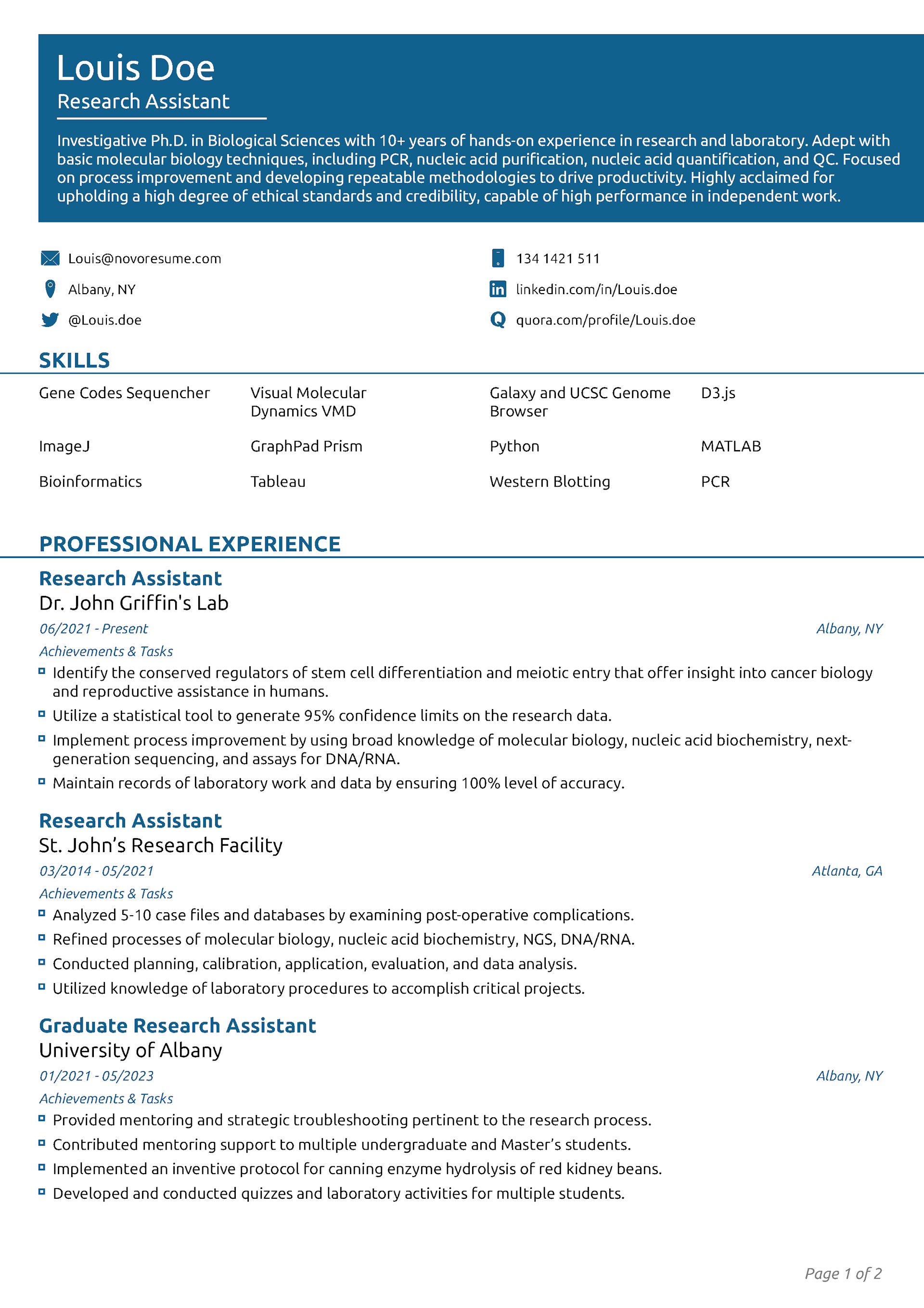 Chronicle Resume Template 1
