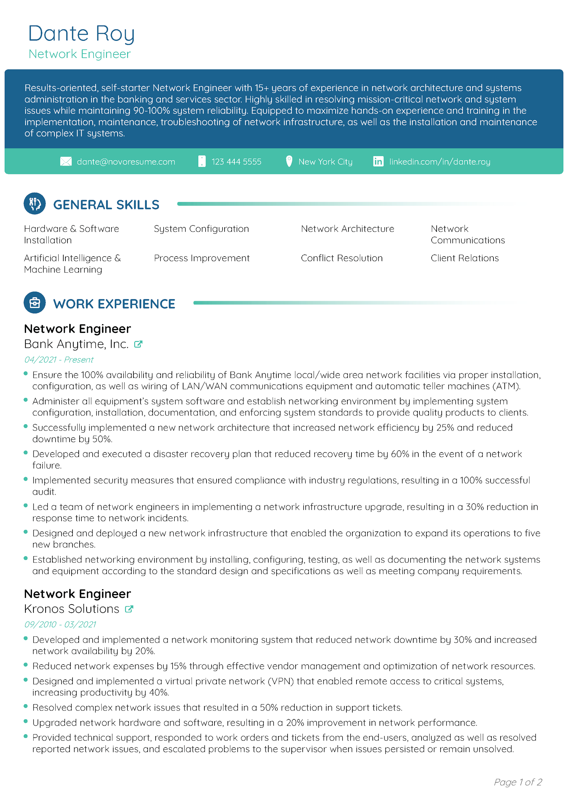 Endeavor Resume Template 1