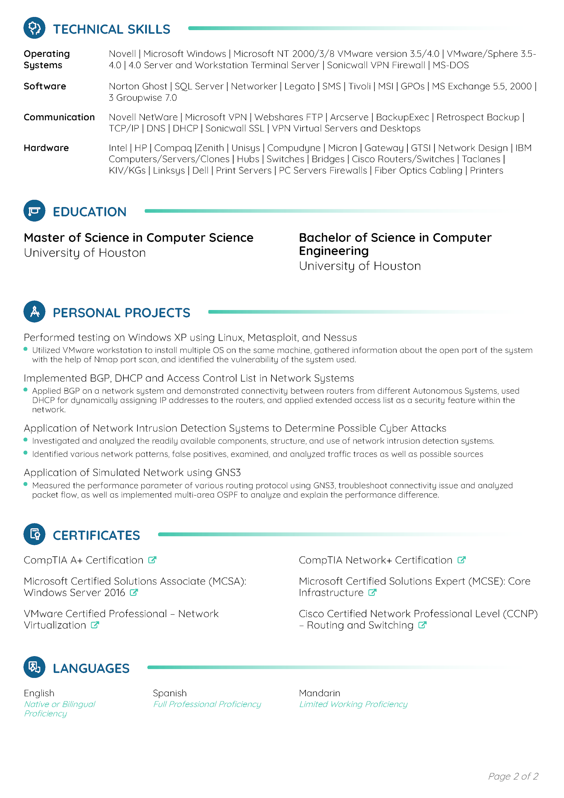 Endeavor Resume Template 2